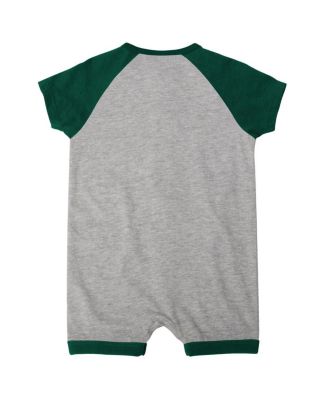 Newborn and Infant Boys and Girls Heather Gray Oakland Athletics Extra Base Hit Raglan Full-Snap Romper