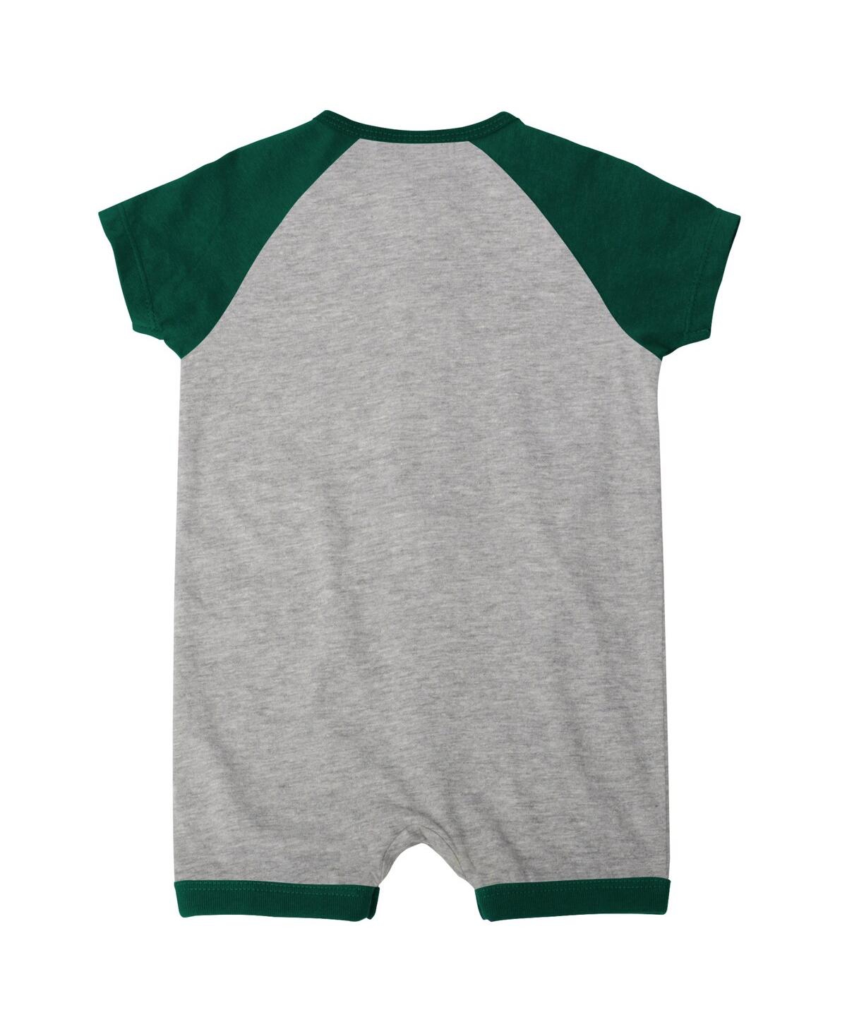 Newborn and Infant Boys and GirlsOakland Athletics Extra Base Hit Raglan Full-Snap Romper - Heather Gray