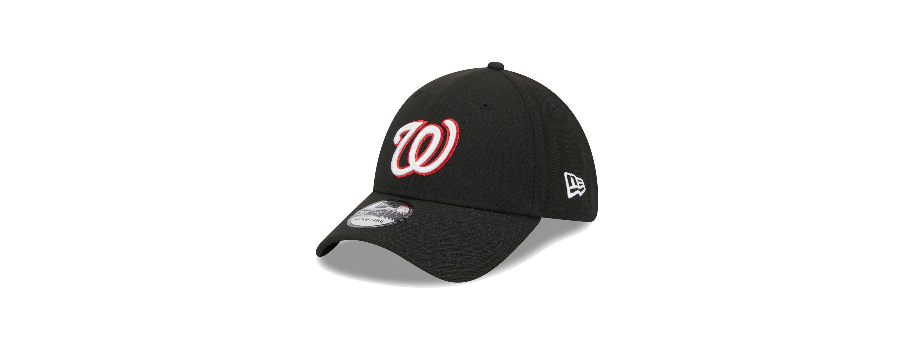 Men's New Era Black Washington Nationals Logo 39THIRTY Flex Hat