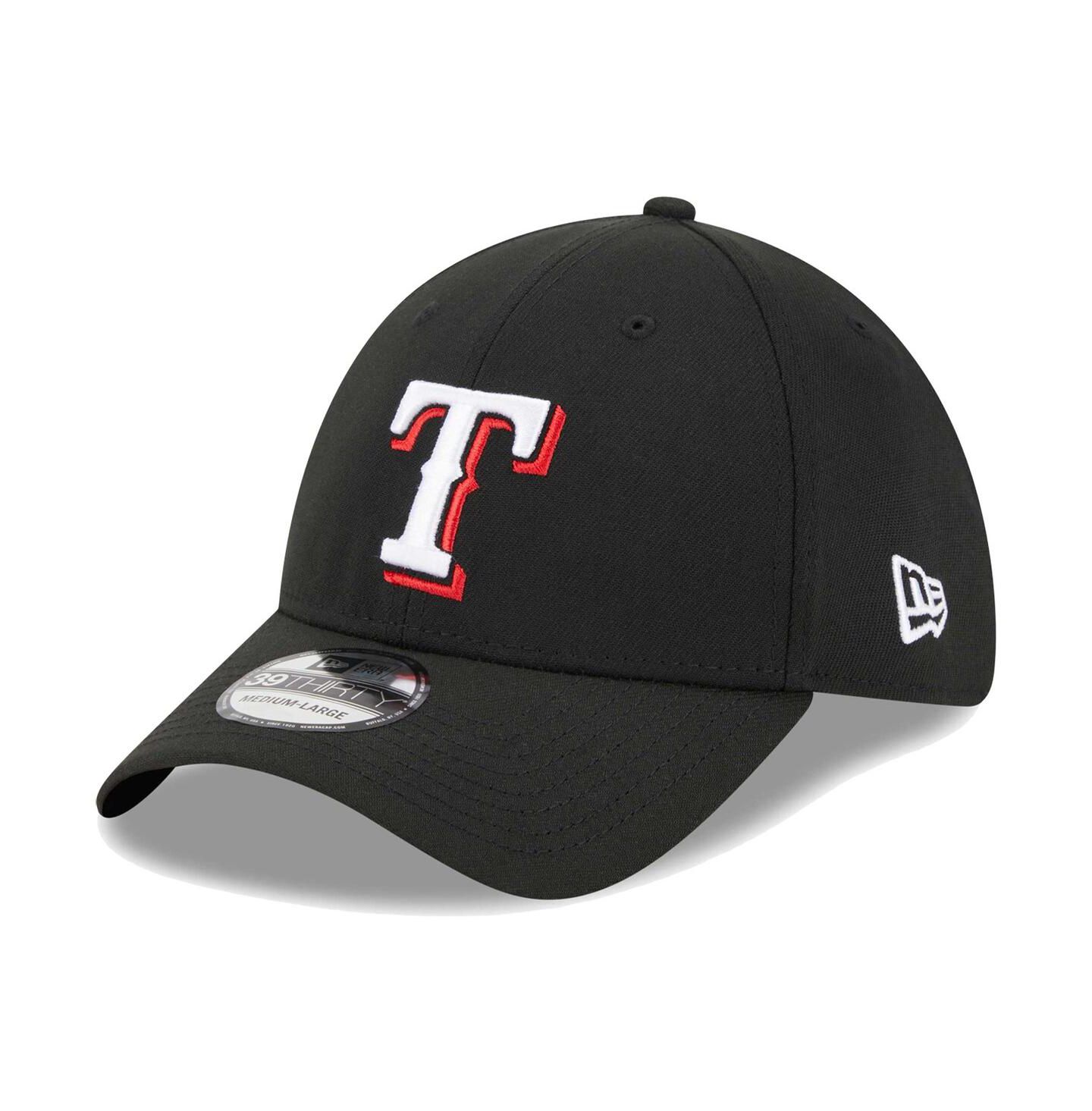 Мужская кепка New Era Black Texas Rangers Logo 39THIRTY Flex Hat — фото 1