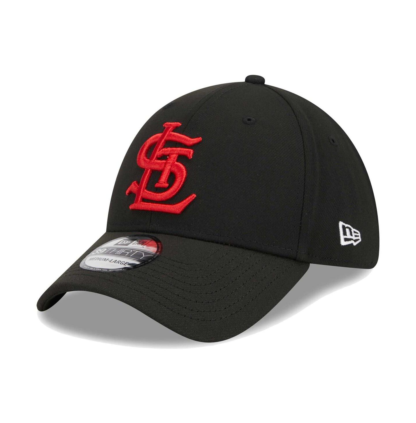 Мужская кепка New Era Black St. Louis Cardinals Logo 39THIRTY Flex Hat — фото 1