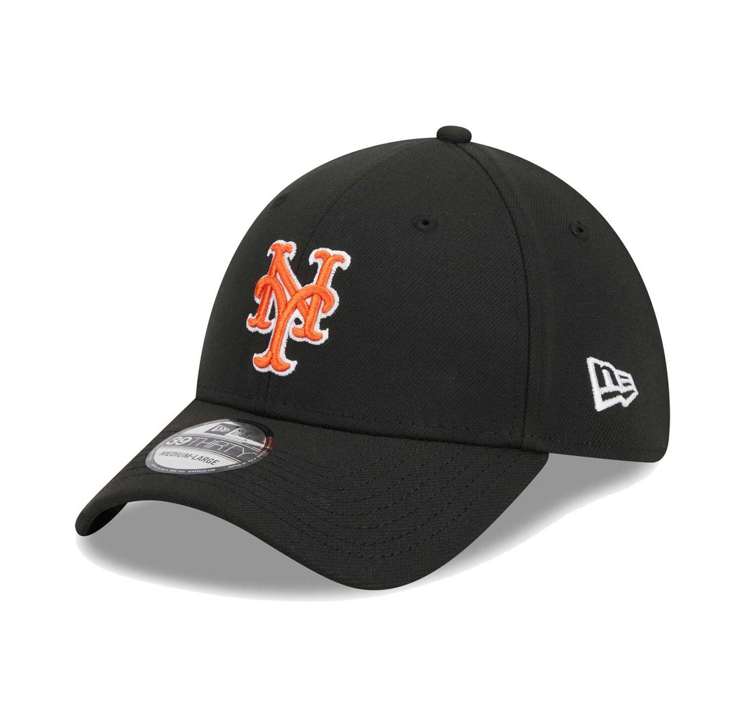 Men's Black New York Mets Logo 39THIRTY Flex Hat