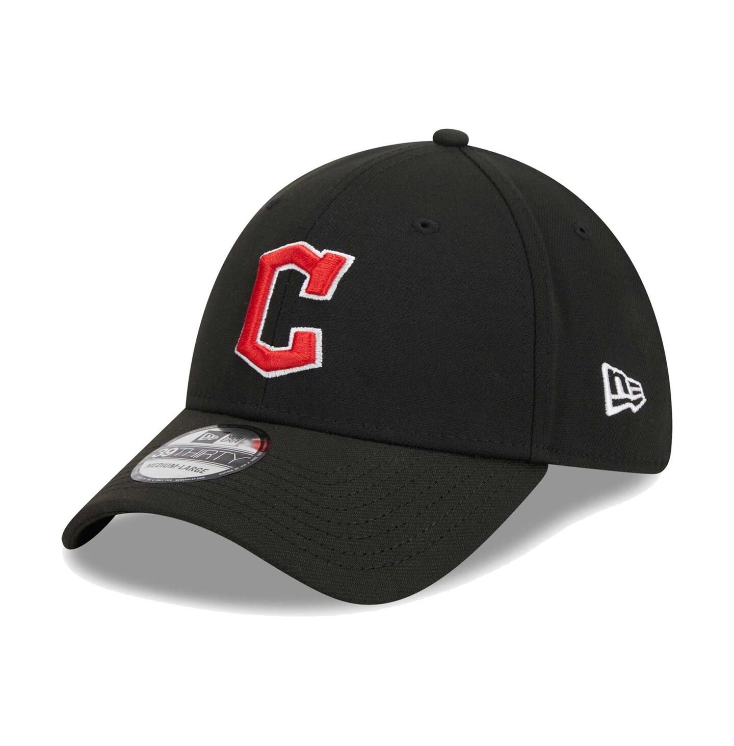 Мужская кепка New Era Black Cleveland Guardians Logo 39THIRTY Flex Hat — фото 1