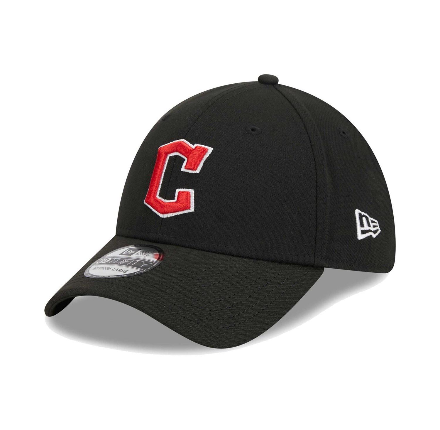 Men's Black Cleveland Guardians Logo 39THIRTY Flex Hat