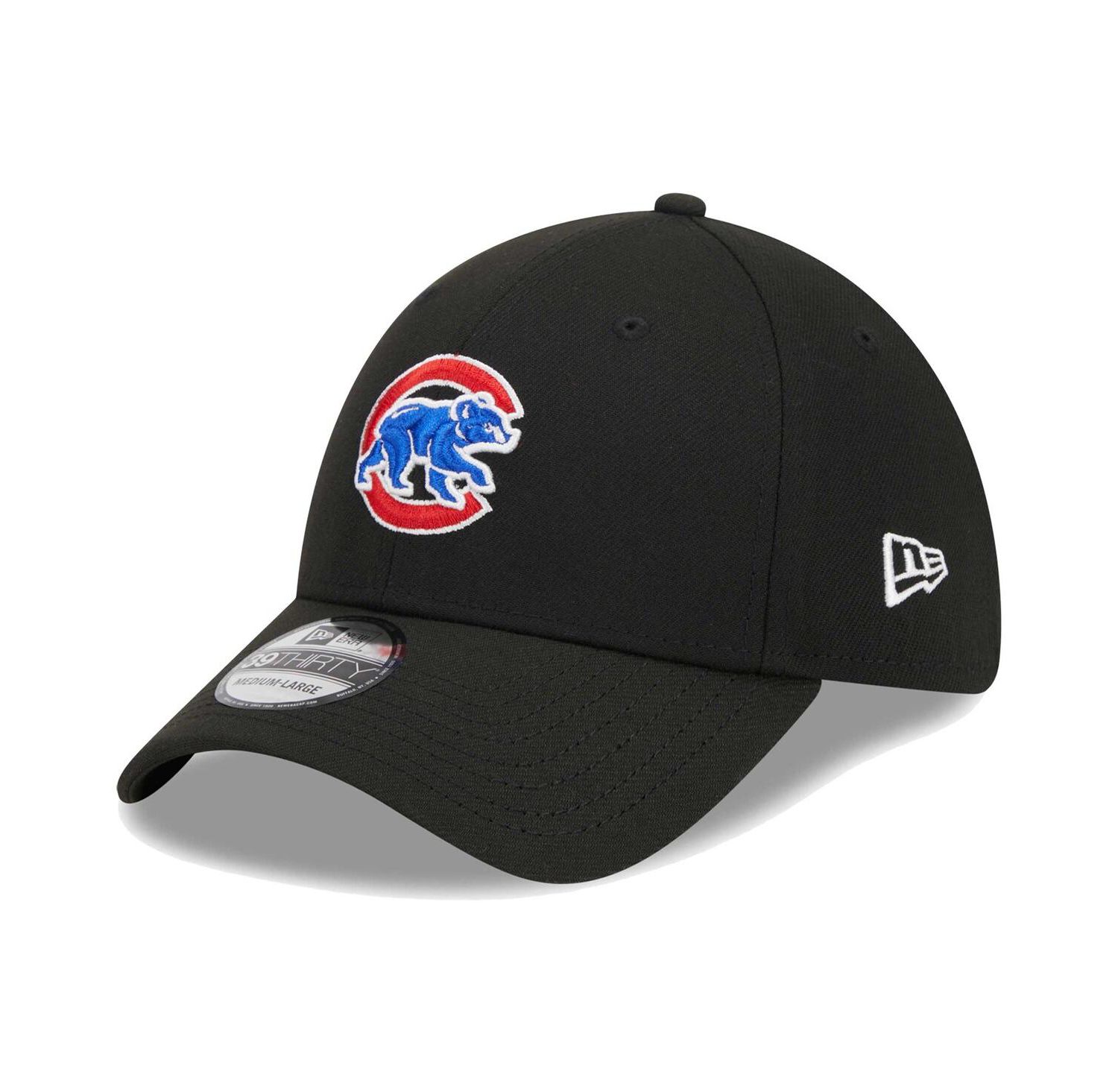Men's Black Chicago Cubs Logo 39THIRTY Flex Hat