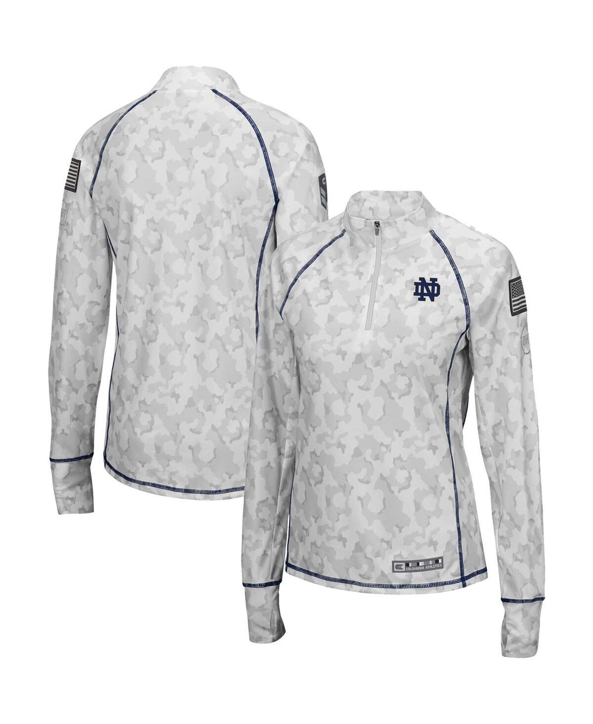 Women's Colosseum White Notre Dame Fighting Irish Oht Military-Inspired Appreciation Officer Arctic Camo Fitted Lightweight 1/4-Zip Jacket - White