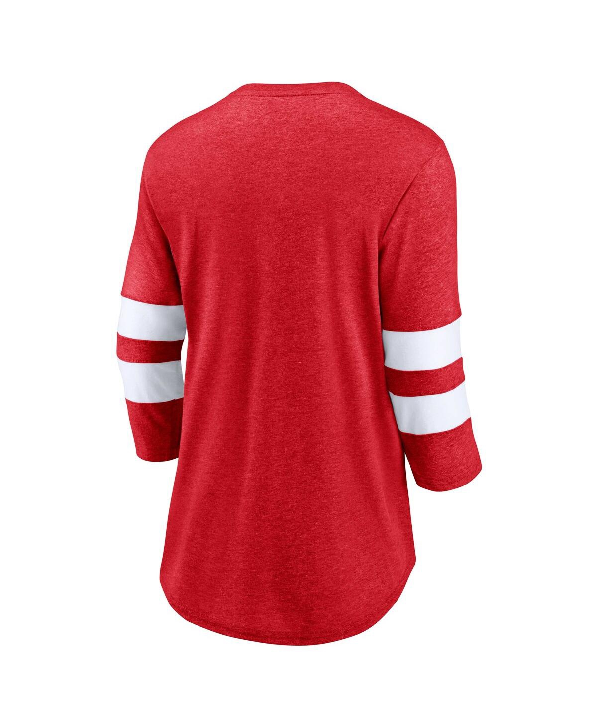Women's Fanatics White Montreal Canadiens Full Shield 3/4-Sleeve Tri-Blend Raglan Scoop Neck T-shirt - White