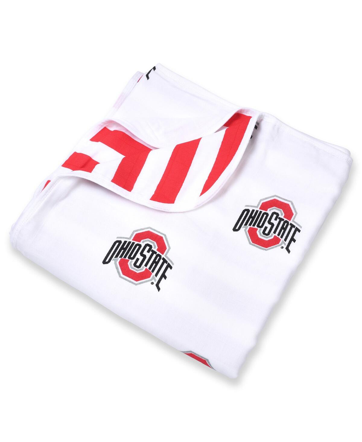Shop Three Little Anchors Infant Boys And Girls  Ohio State Buckeyes 47" X 47" Muslin 4-layer Blanket In White