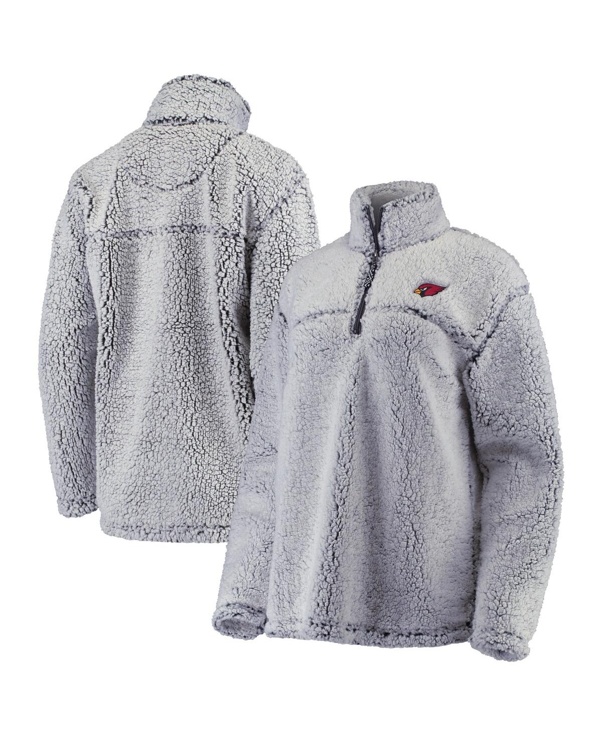 G-III 4HER BY CARL BANKS WOMEN'S G-III 4HER BY CARL BANKS GRAY ARIZONA CARDINALS SHERPA QUARTER-ZIP PULLOVER JACKET 