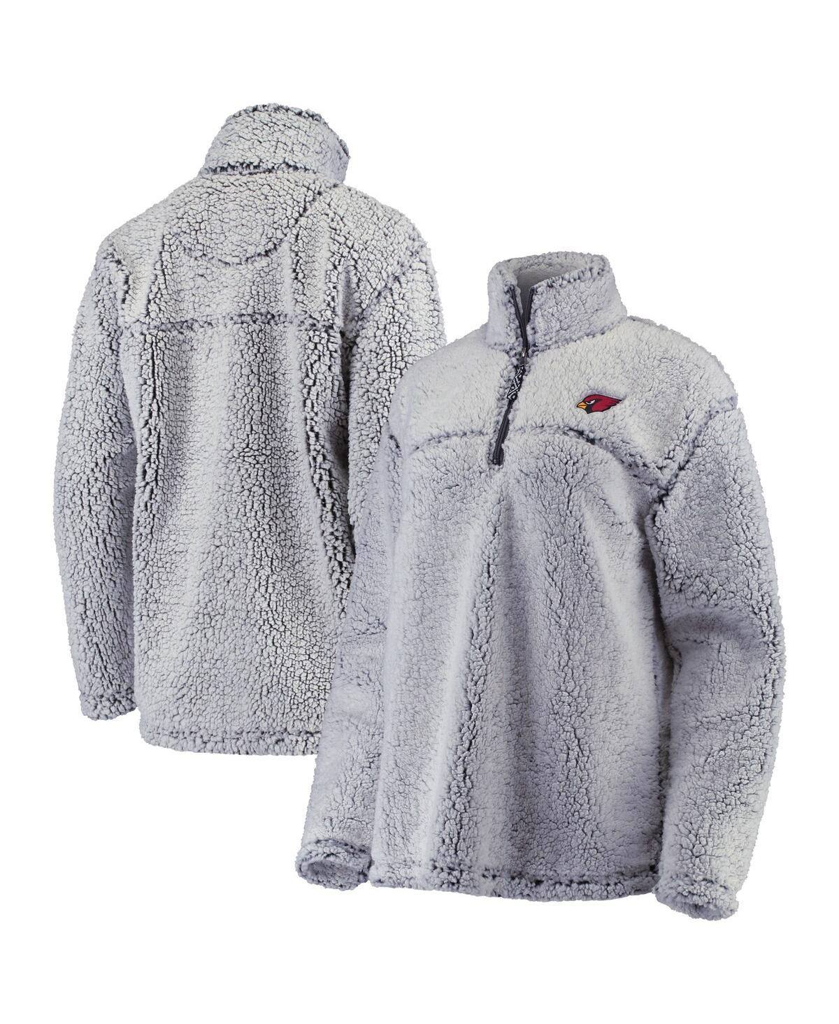 Shop G-iii 4her By Carl Banks Women's  Gray Arizona Cardinals Sherpa Quarter-zip Pullover Jacket