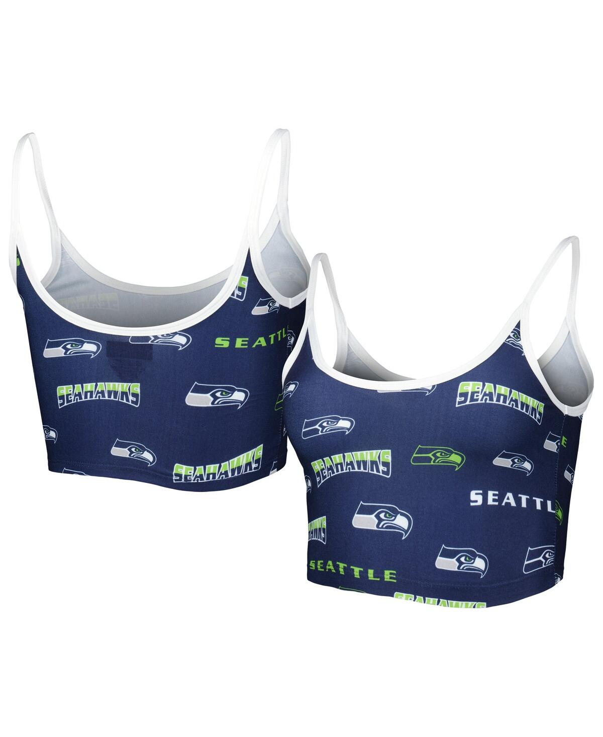Shop Concepts Sport Women's  College Navy Seattle Seahawks Breakthrough Allover Knit Lounge Bralette