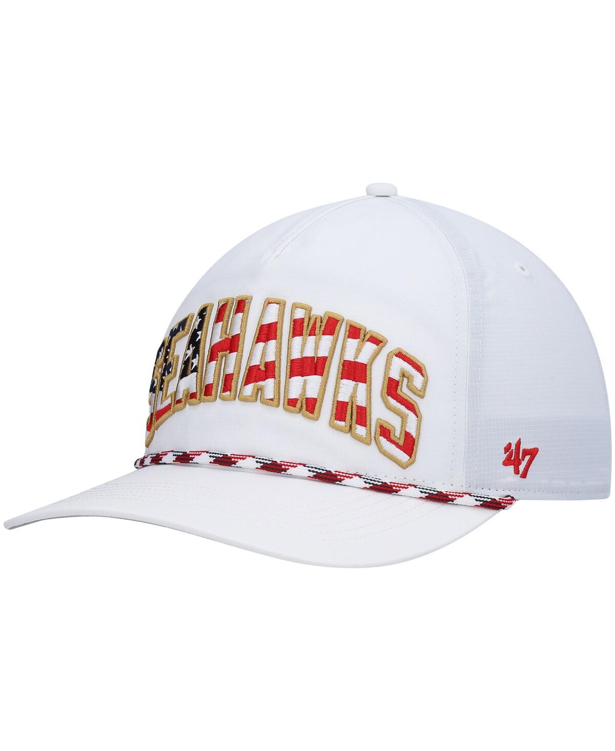 Men's '47 BrandSeattle Seahawks Hitch Stars and Stripes Trucker Adjustable Hat - White