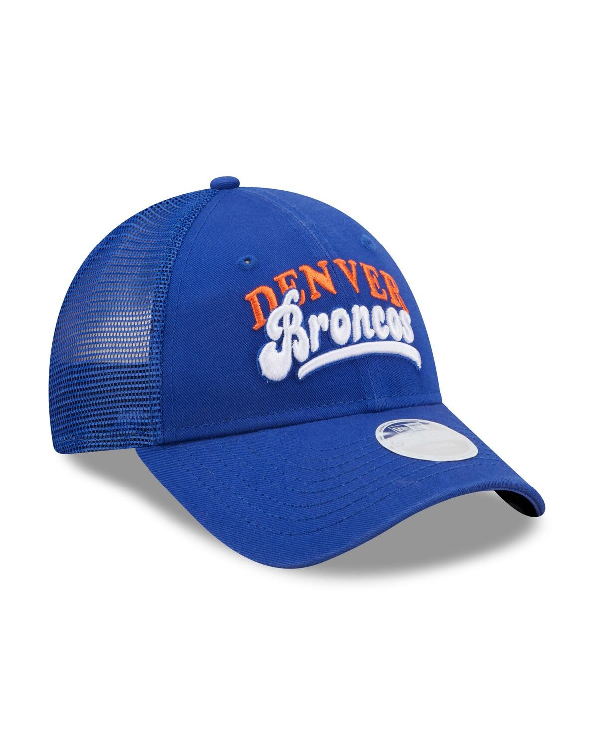 Shop New Era Women's  Royal Denver Broncos Team Trucker 9forty Snapback Hat