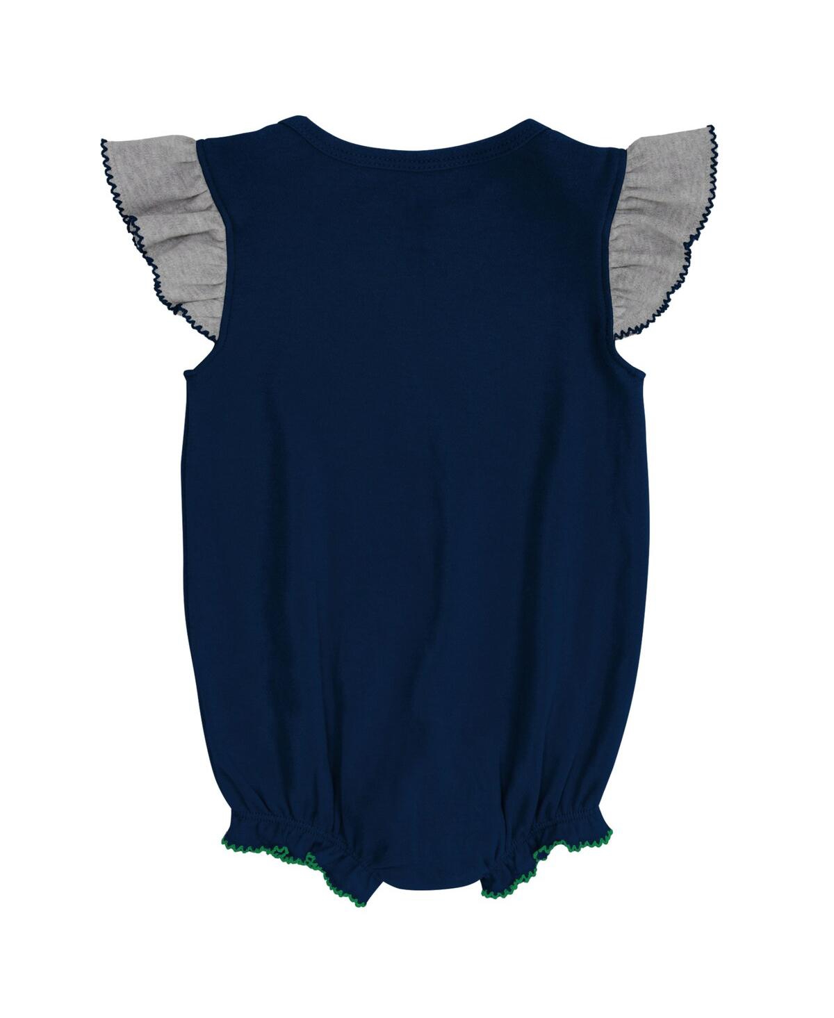 Shop Outerstuff Girls Newborn And Infant Navy, Heather Gray Notre Dame Fighting Irish All The Love Bodysuit Bib And  In Navy,heather Gray
