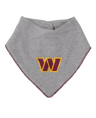 Girls Newborn and Infant Burgundy, Heathered Gray Washington Commanders All The Love Bodysuit Bib and Booties Set