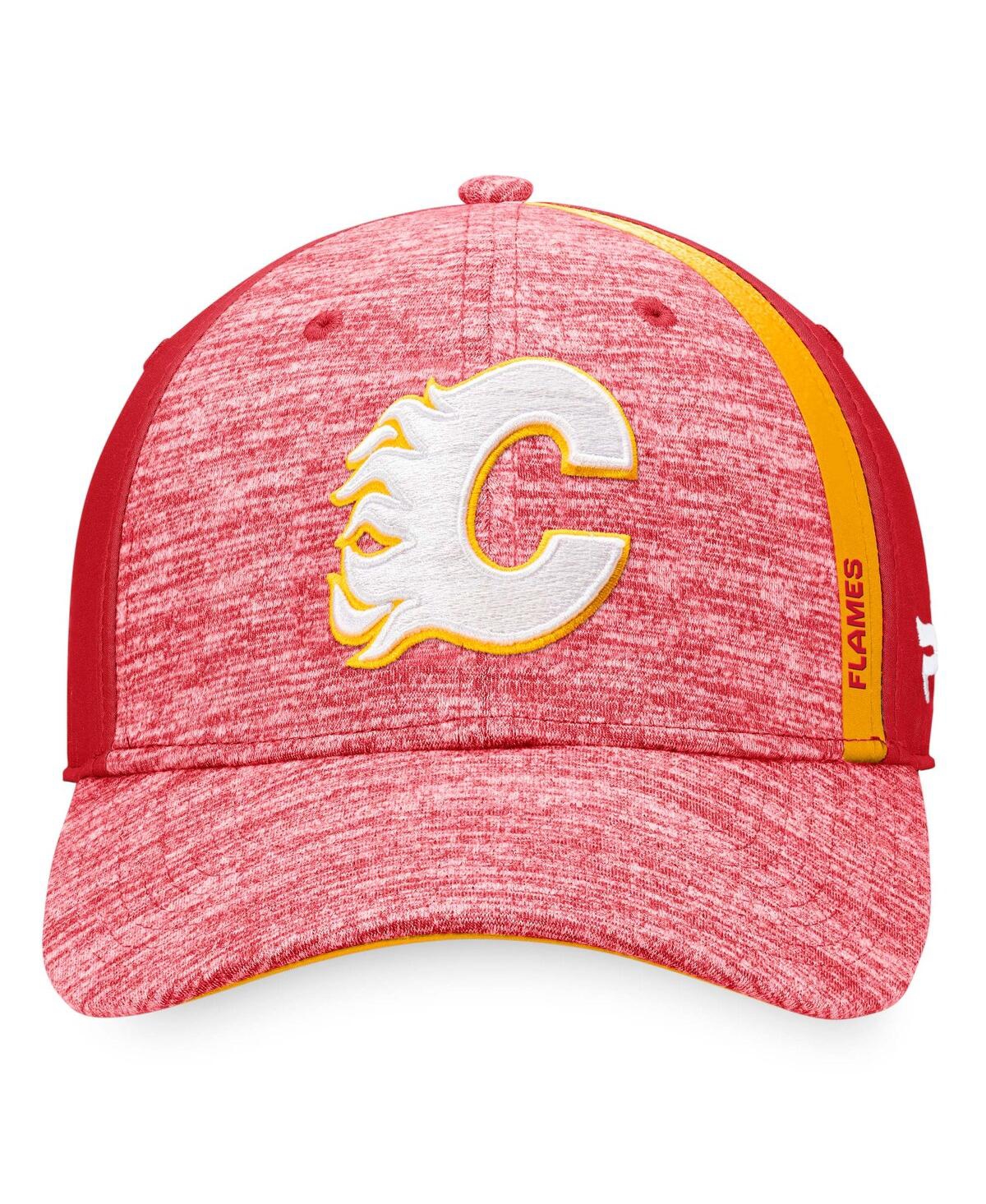 Shop Fanatics Men's  Heather Red Calgary Flames Defender Flex Hat