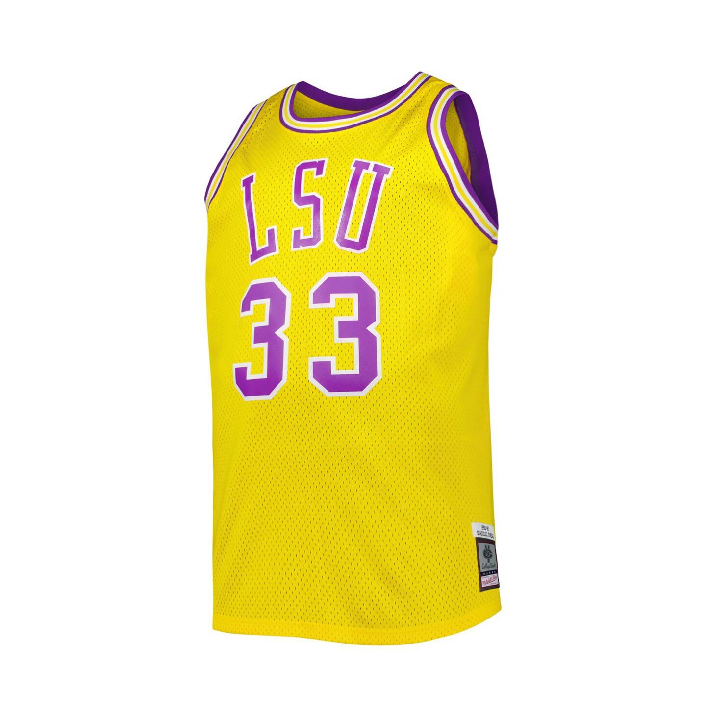 Мужской топ Mitchell & Ness 1990/91 Shaquille O'Neal Gold LSU Tigers Big and Tall Swingman Jersey — фото 3