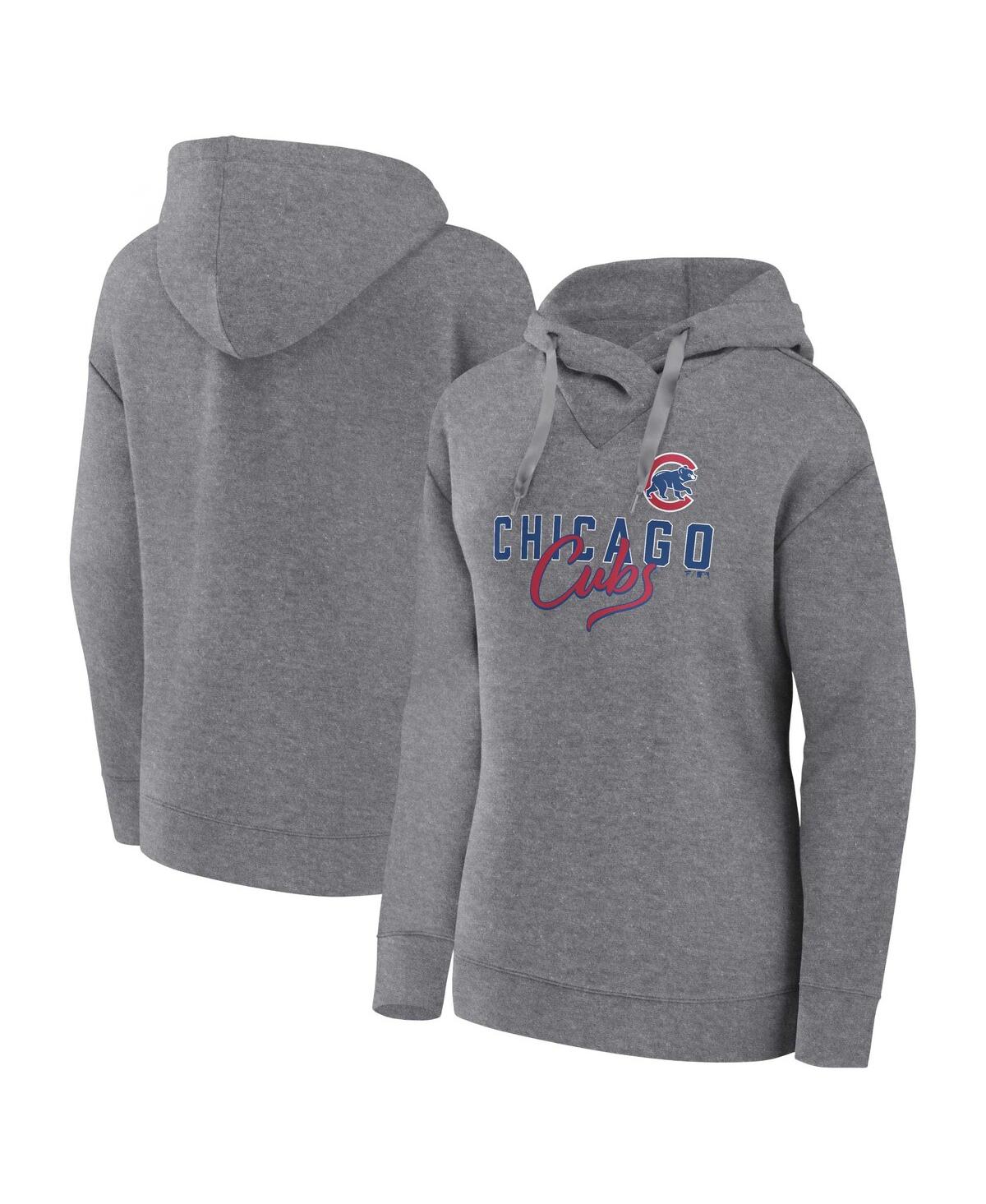 PROFILE WOMEN'S PROFILE HEATHER GRAY CHICAGO CUBS PLUS SIZE PULLOVER HOODIE