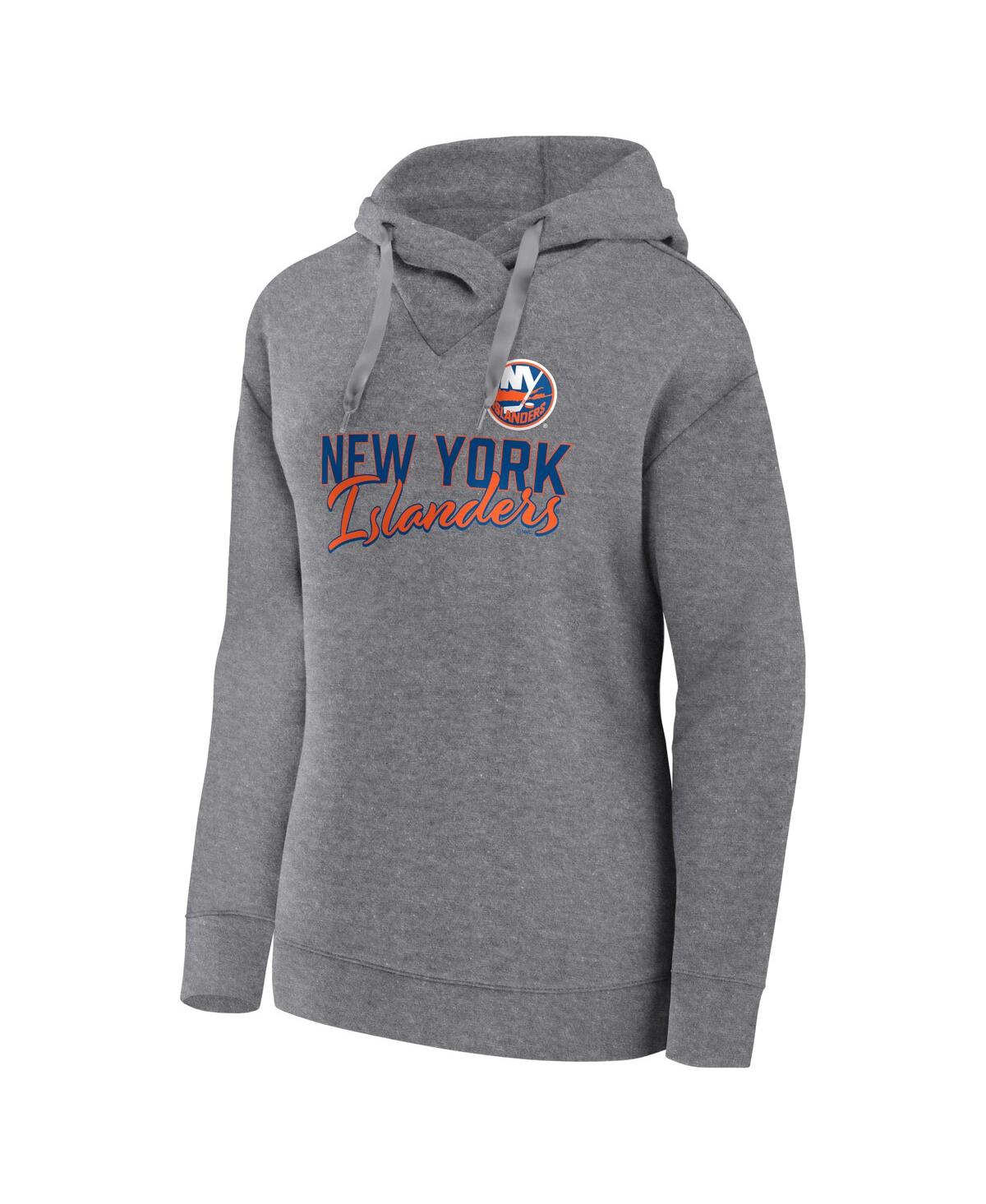 Women's FanaticsNew York Islanders Script Favorite Pullover Hoodie - Heather Gray