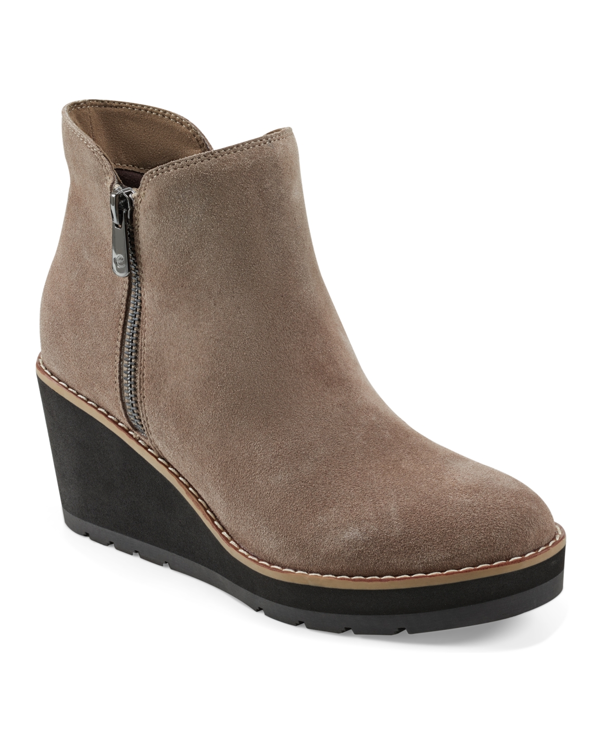 Easy Spirit Women's Jayda Round Toe Casual Wedge Booties In Taupe Suede