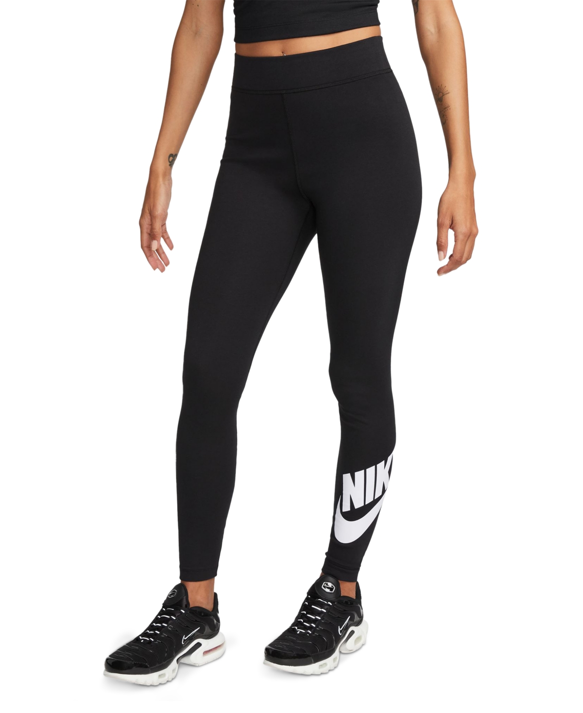Shop Nike Women's Sportswear Classics High-waisted Graphic Leggings In Black,white