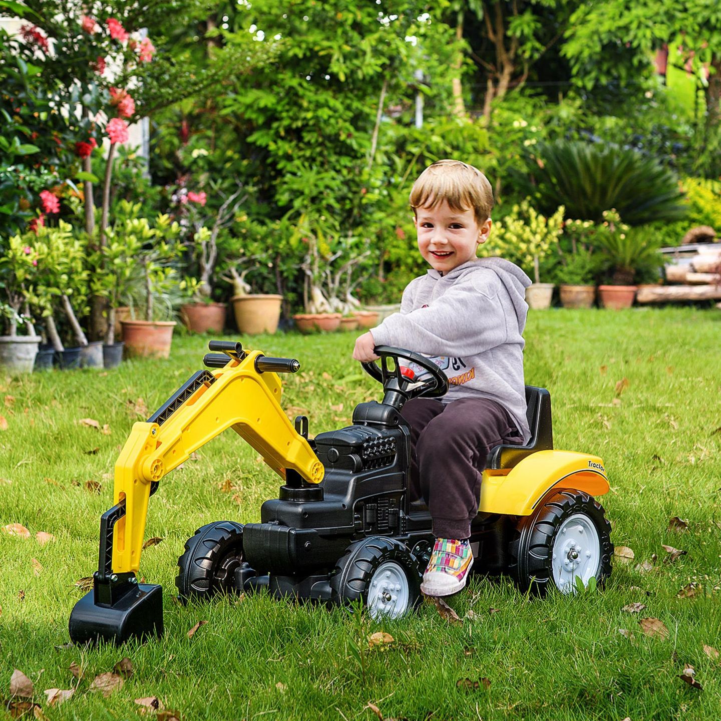 Детская игрушка Aosom Ride-On Construction with Controllable Digging Bucket, Ages 3+, цвет: Жёлтый — фото 8