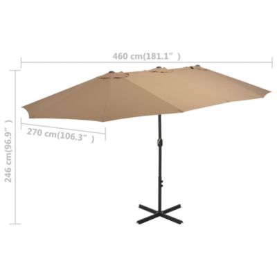 Outdoor Parasol with Aluminum Pole 181.1"x106.3" Taupe