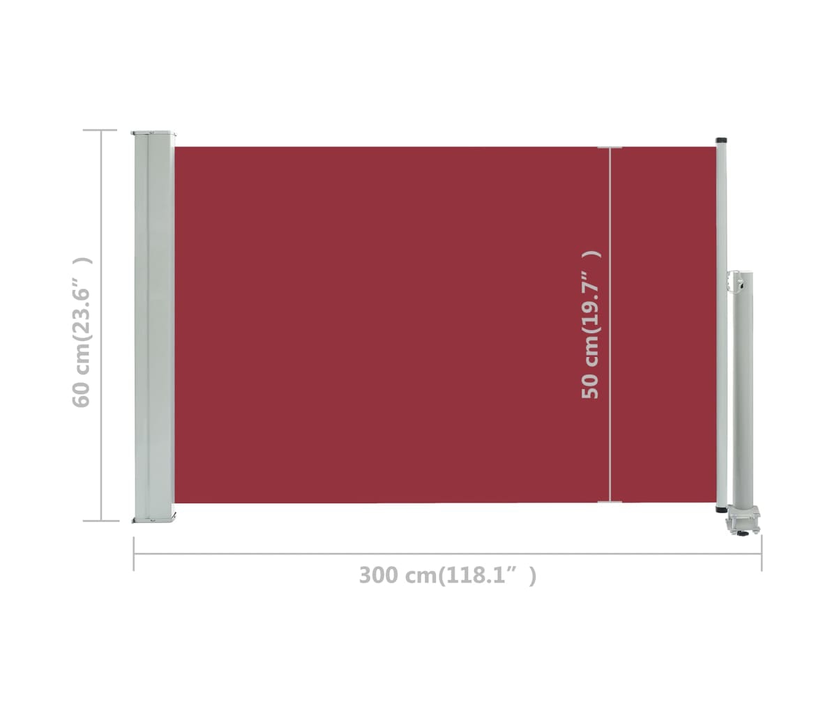 vidaXL Patio Retractable Side Awning- Red