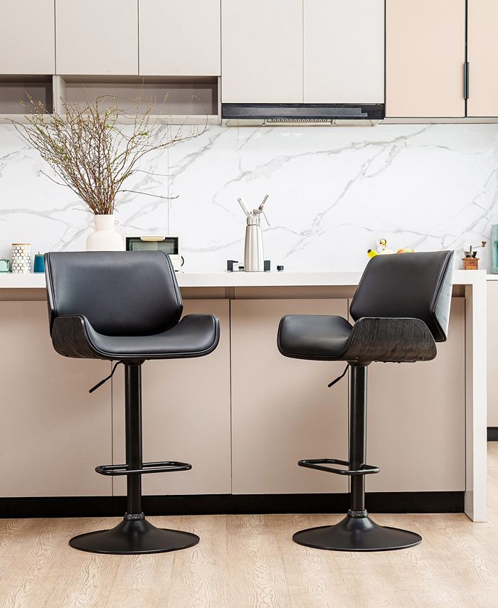 Glitzhome Set of 2 MidCentury Modern Adjustable Height Swivel Bar Stool Macy's