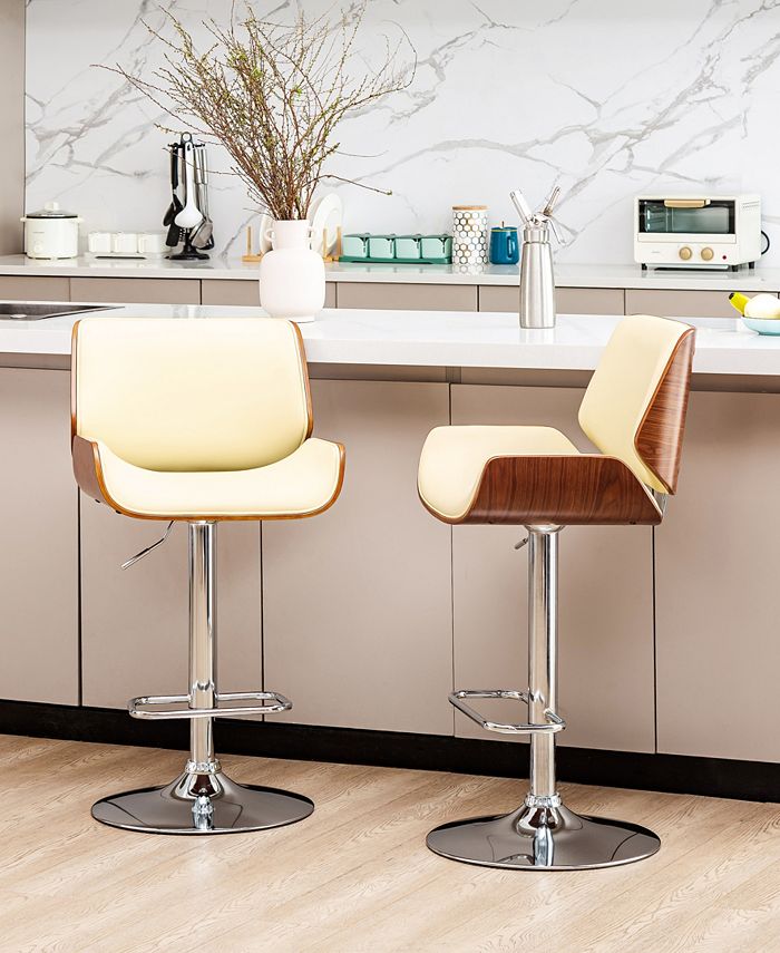 Glitzhome Set of 2 MidCentury Modern Adjustable Height Swivel Bar Stool Macy's