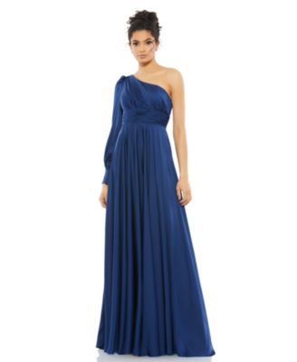 slim fit dress slacks High Low One Shoulder Flowy Gown
