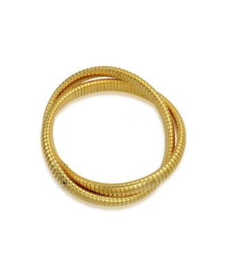 Omega Snake Cobra Wide Bangle Twisted Bracelet Set Gold Black Plated Steel