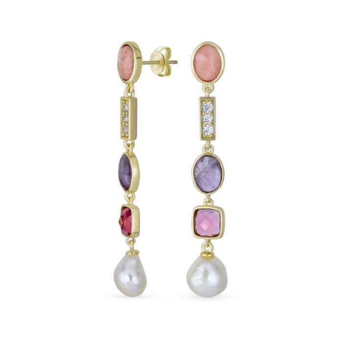 Bling Jewelry Multi Tier Color Gemstone Freshwater Baroque Pearl Long