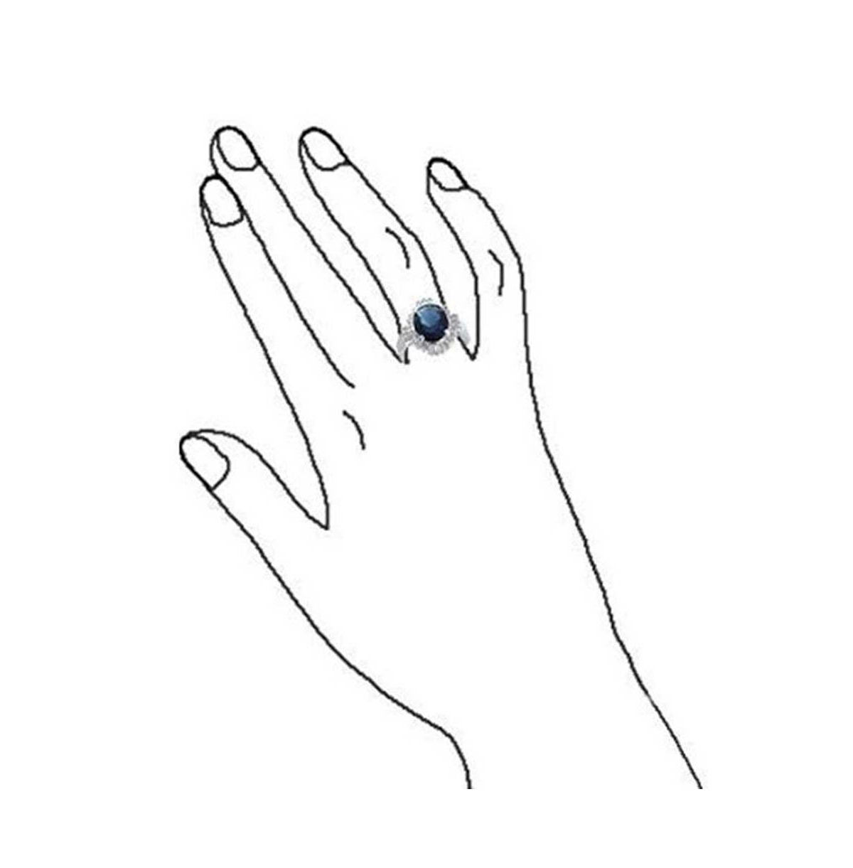 Bling Jewelry Art Deco Style Royal Blue Oval Baguette Halo 6 Ct Cz Solitaire Statement Ring For Women Rhodium Plated