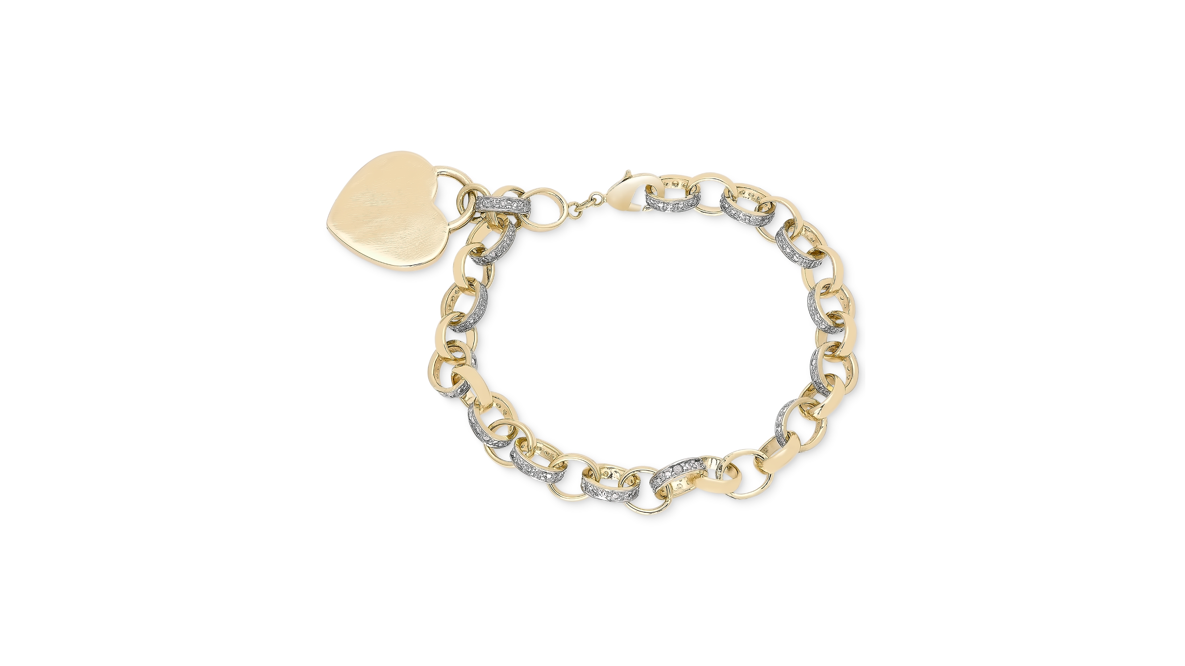 Diamond Accent Heart Tag Chain Bracelet 7"
