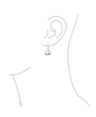 Simple Plain Puffed Teardrop Pear Shaped Rain Drop Earrings Fishhook Threader Polish Sterling Silver 1.4 Inch