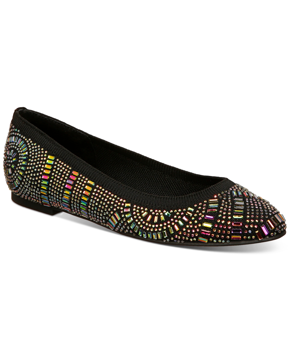 Thalia Sodi Women's Karli Embellished Slip-on Flats In Black Flyknit Ab
