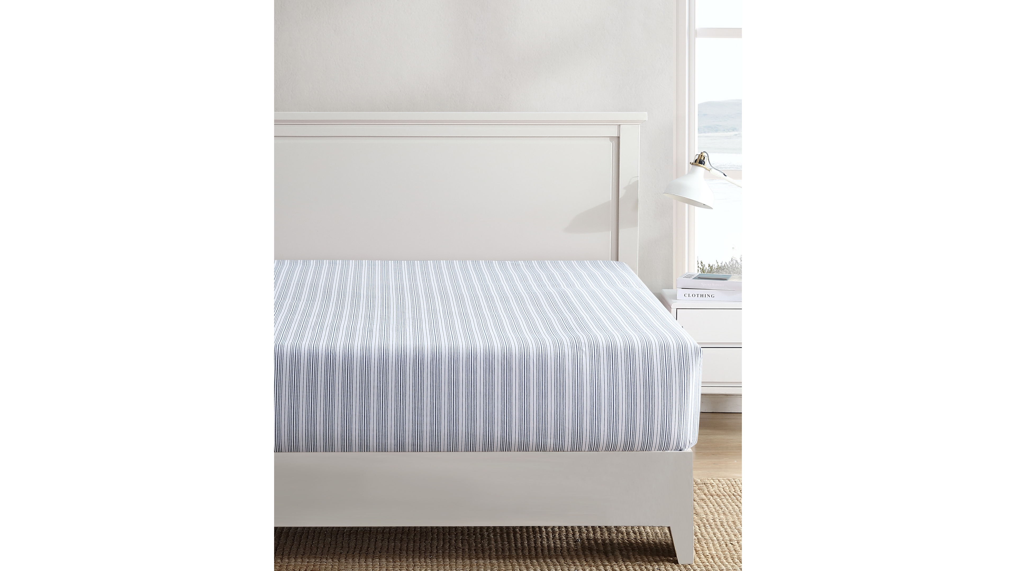 Nautica Beaux Stripe Cotton Percale Fitted Sheet, King