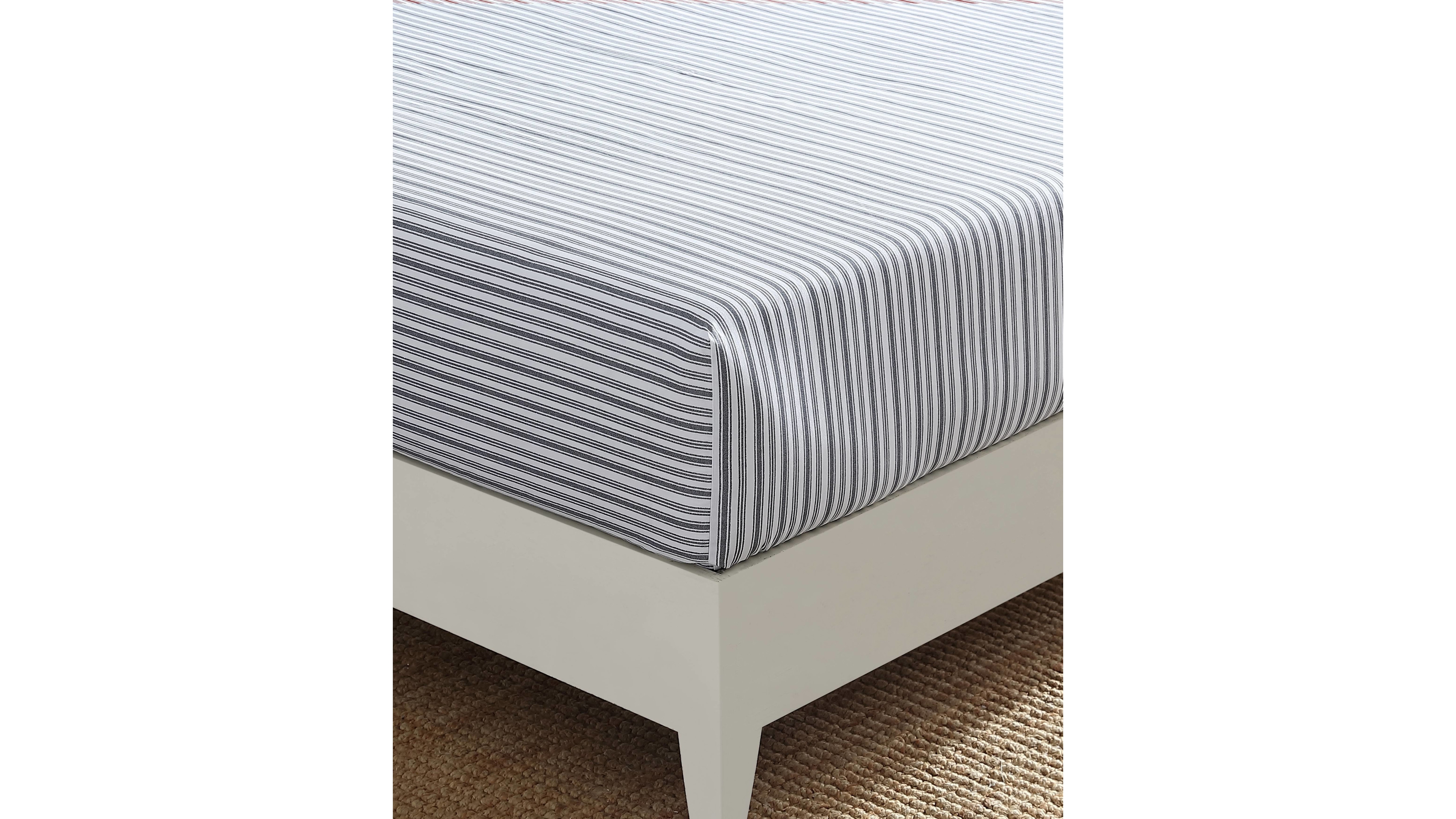 Nautica Coleridge Stripe Cotton Percale Fitted Sheet, Queen
