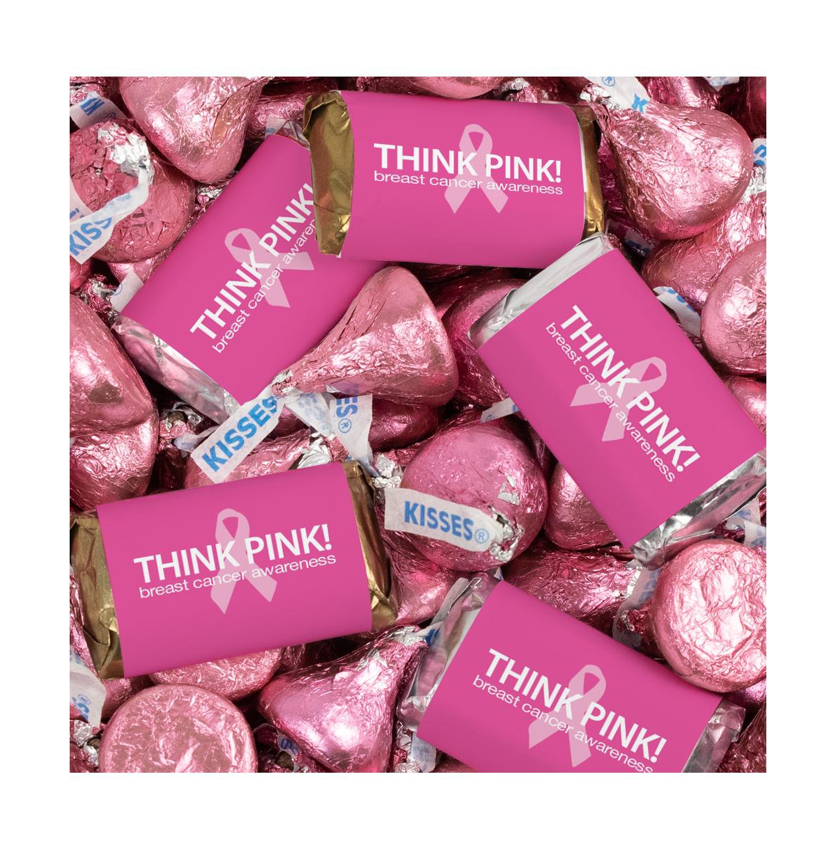 Just Candy 131 Pcs Breast Cancer Awareness Candy Hershey's Chocolate (1.65 Lbs Approx. 131 Pcs) Think Pink Ribb