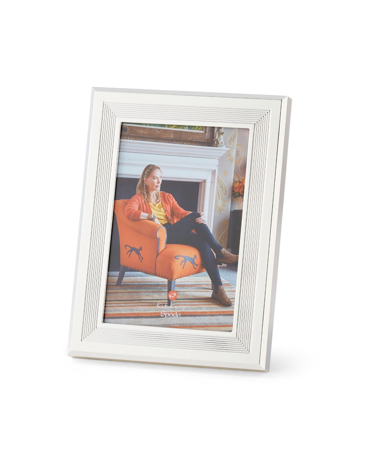 Portmeirion Ribbed Photo Frame, 4" X 6" In Silver