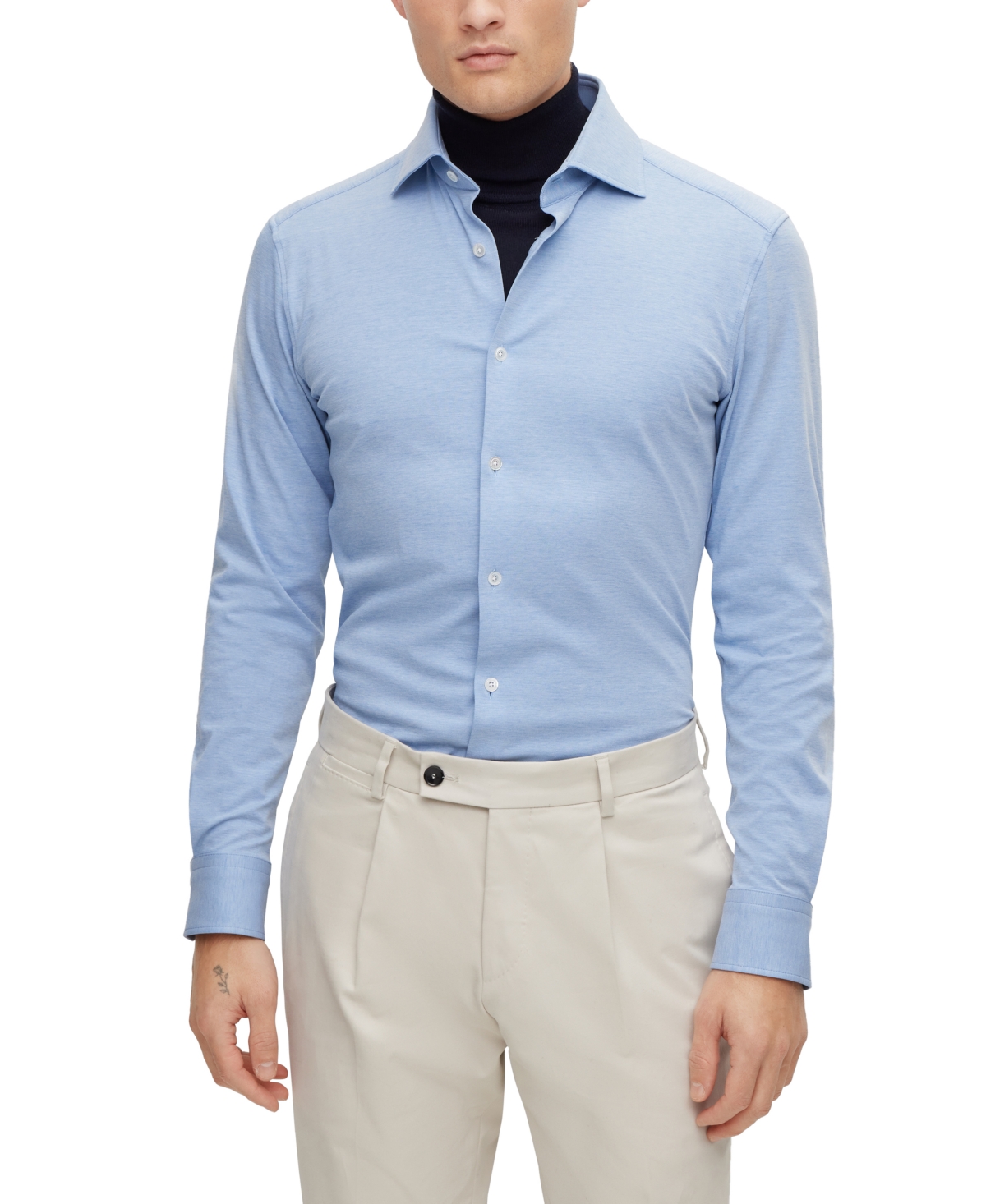Shop Hugo Boss Boss By  Men's Slim-fit Shirt In Open Blue