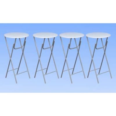 Bar Table Set of 4 Cream MDF Tabletop, Iron Legs Standard