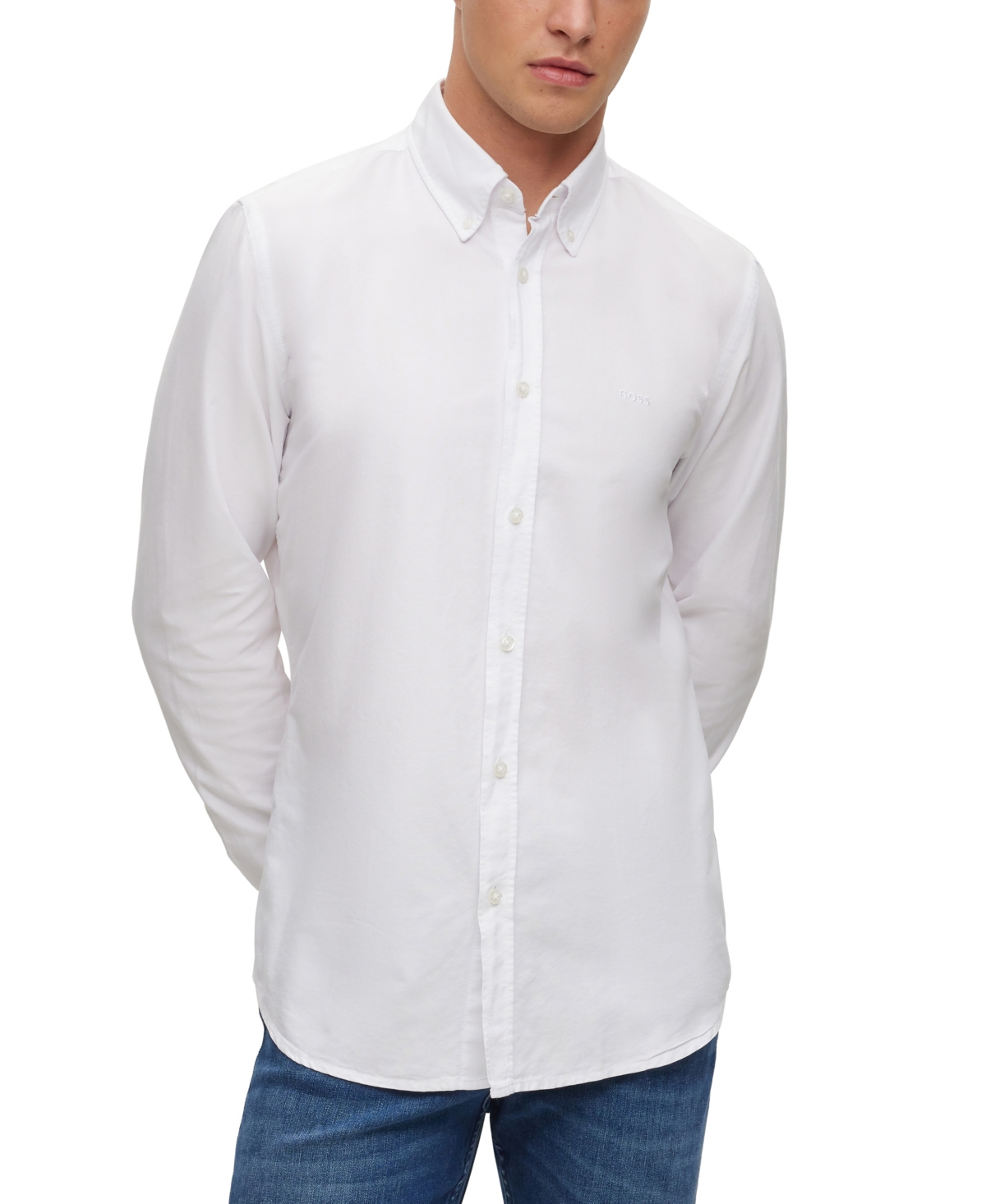 Hugo Boss Boss By  Men's Regular-fit Oxford Shirt In White