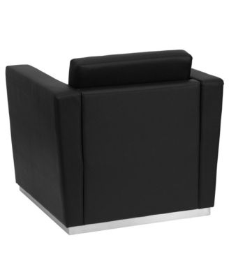 Contemporary Leather Chair With Stainless Steel Recessed Base