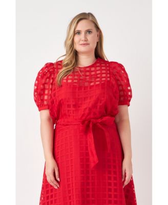 Plus Size Plaid See Through Top