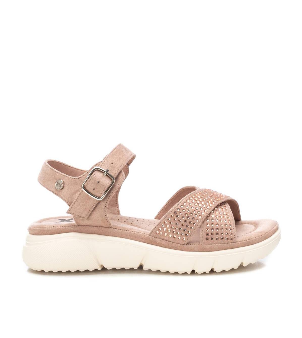 Women's Flat Suede Sandals By Xti - Light/pastel pink