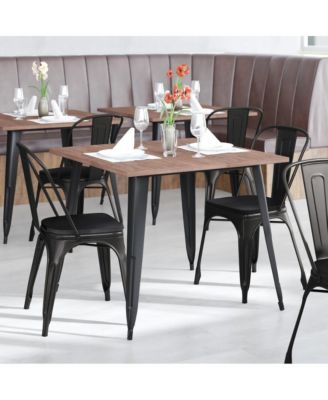 Perth Metal Stacking Dining Chairs With Poly Resin Seats For Indoor/Outdoor Use