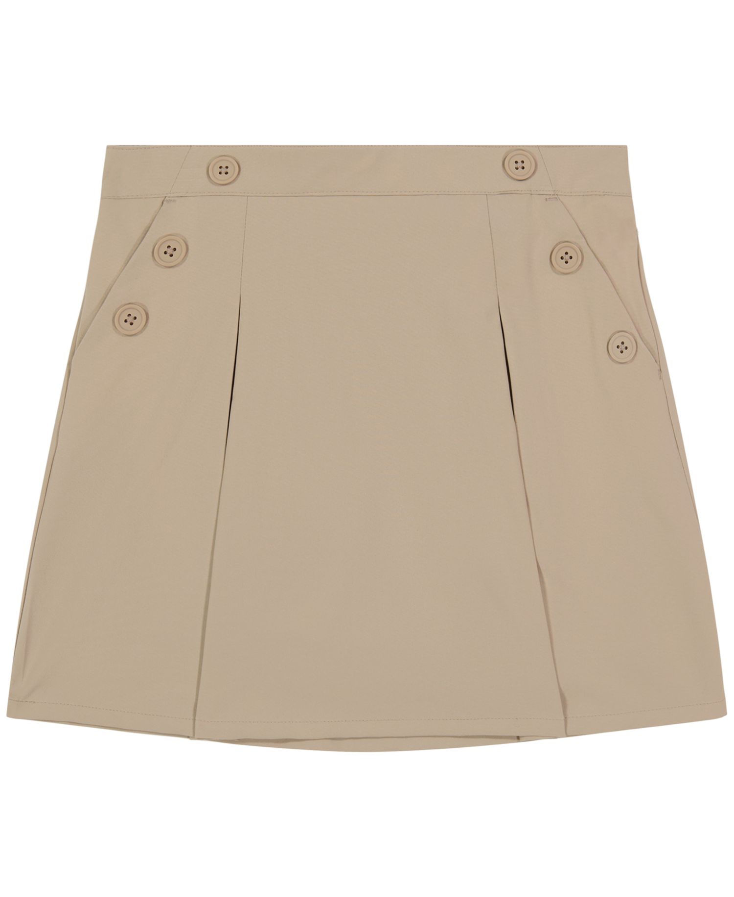 Little Girls Uniform Button Pockets Elastic Waist Scooter Skorts