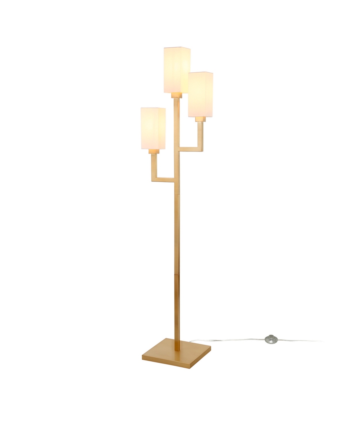 Hudson & Canal Basso Linen Shade 3-Light Torchiere Floor Lamp